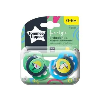 Suzete ortodontice de zi pasare/caine Fun 0-6 luni , 2 buc, Tommee Tippee