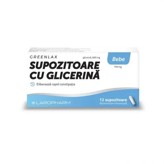 GREENLAX SUPOZITOARE CU GLICERINA BEBE 12 SUPOZITOARE LAROPHARM