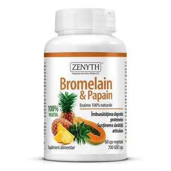 Bromelain si Papain, 60 capsule, Zenyth