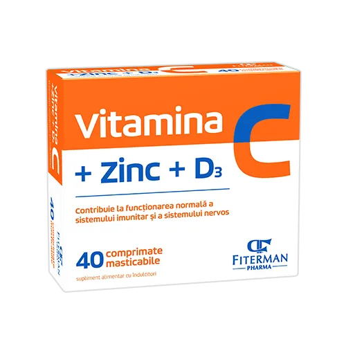 Vitamina C 200mg + ZN + vitamina D x 40 comprimate masticabile