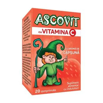 Ascovit cu aroma de capsuni 100mg, 20 comprimate, Omega Pharma