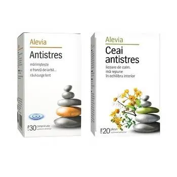 Pachet Antistres Ceai 20 plicuri + Antistres 30 comprimate, Alevia