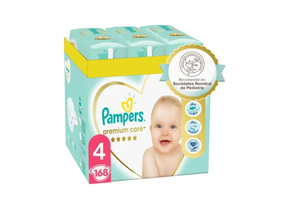 PAMPERS PREMIUM CARE 9-14KG SCUTECE 168 BUCATI MARIMEA 4