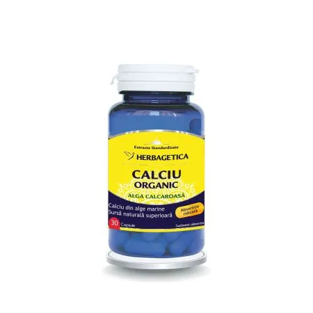 Calciu Organic cu alga calcaroasa, 30 capsule, Herbagetica