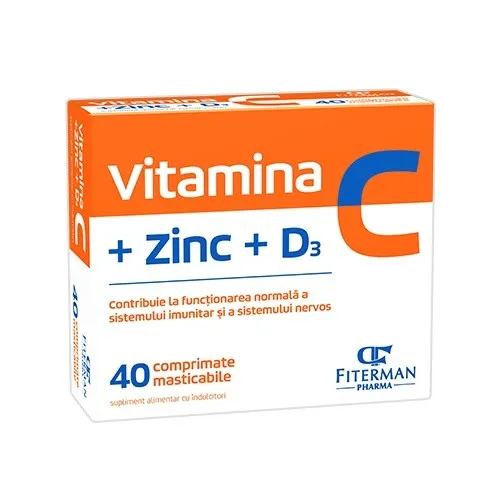 VITAMINA C+ZINC+D3 40 COMPRIMATE MASTICABILE FITERMAN