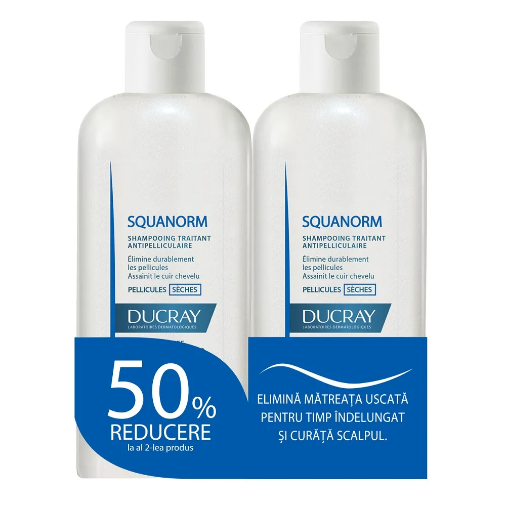 DUCRAY Sampon tratament anti-matreata uscata Squanorm, 200 ml  200 ml (50% reducere)