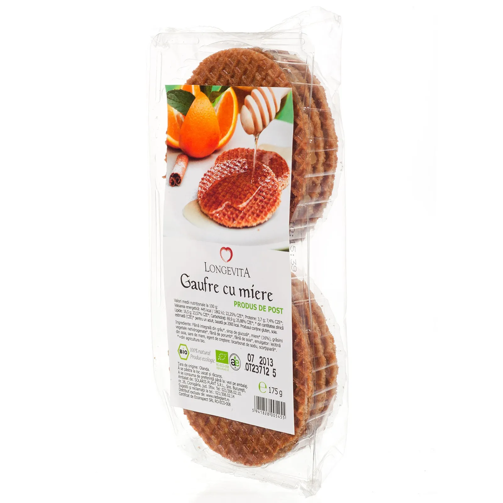 Longevita Gaufre cu miere ecologice x 175 grame