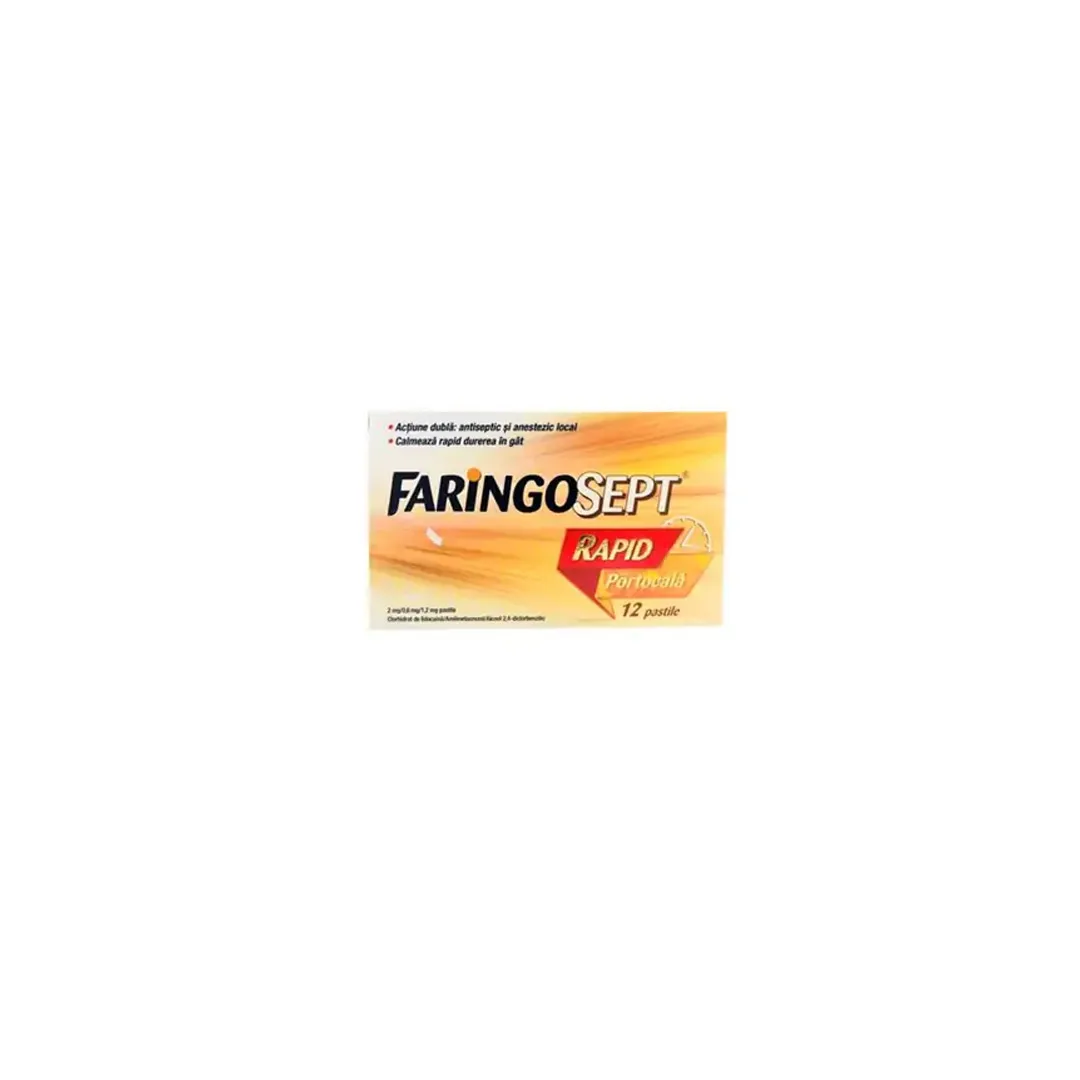 Faringosept Rapid cu aroma de portocala 12 pastile, Terapia
