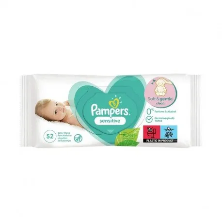 Pampers Servetele umede Sensitive, 52 bucati