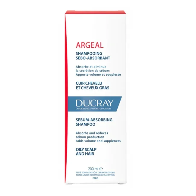 DUCRAY Sampon crema sebo-absorbant pentru par gras Argeal, 200 ml