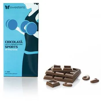 Ciocolata cu lapte si germeni de grau proteici Sports, 100g, Sweeteria