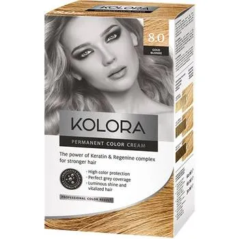 Vopsea de par Kolora 8.0 Gold Blonde, 50ml, Aroma