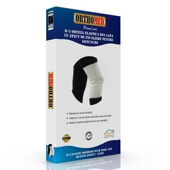 Orteza elastica din lana cu efect de incalzire pentru genunchi, XL, Orthomed