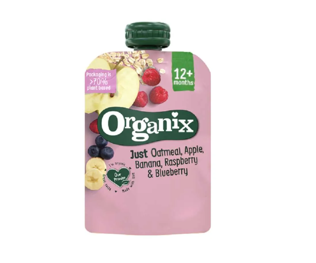 Organix Gustare ecologica de ovaz, mere, banane, zmeura si afine x 100 grame