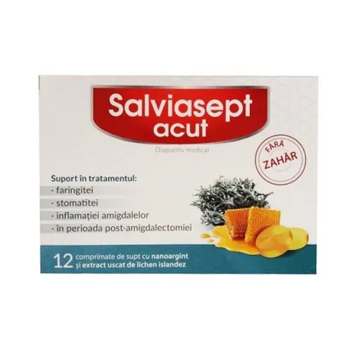 Salviasept acut fara zahar, 12 comprimate, Zdrovit