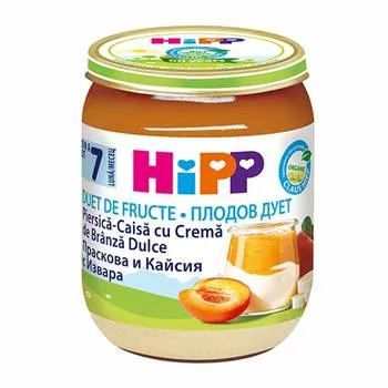 Piure de piersica caise si crema de branza Bio, 160g, HiPP