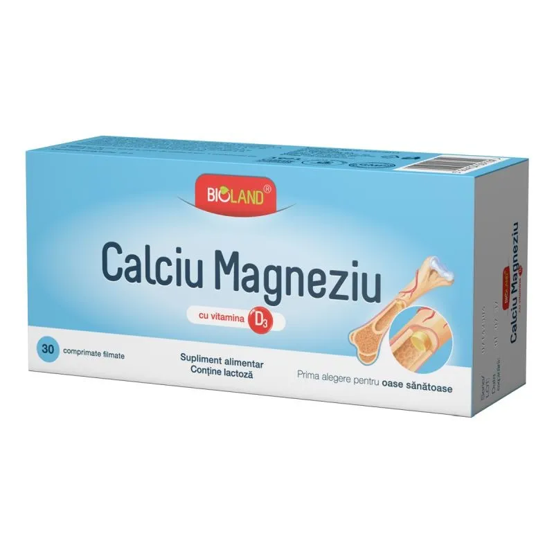 BIOLAND CALCIU MAGNEZIU VITAMINA D3 30 COMPRIMATE FILMATE