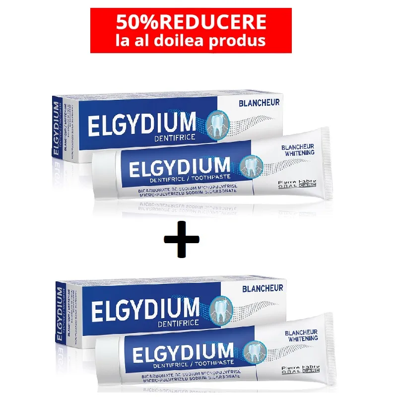 Elgydium Pasta de dinti albire x 75ml 1+1 - 50% reducere