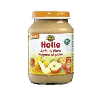 Piure din mere si pere +4 luni, 190g, Holle Baby Food