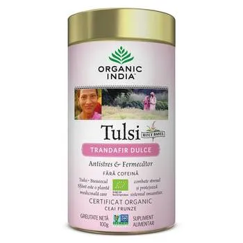 Ceai Tulsi Trandafir Dulce Antistres, 100g, Organic India