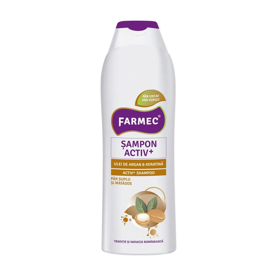 Sampon Activ+ cu ulei de argan si keratina, 400 ml, Farmec 555