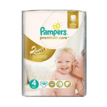 Scutece pentru copii Premium Care, Marimea 4, 8-14kg, 18 bucati, Pampers