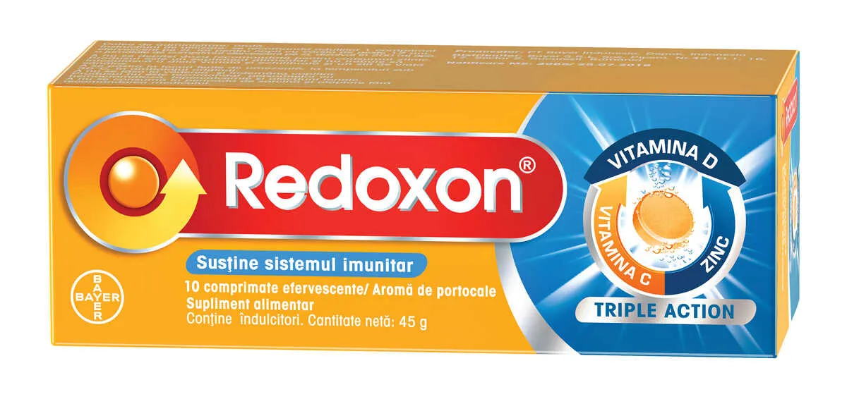 Redoxon Triple Action C + Zn + D x 10 comprimate efervescente (Bayer)