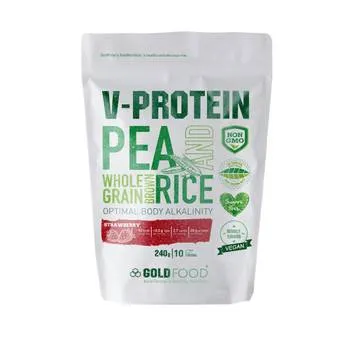 Pudra proteica V Protein cu capsuni, 240g, Gold Nutrition