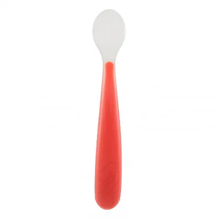 Chicco Lingurita din silicon rosie, de la 6 luni (cod 06828.70-7)