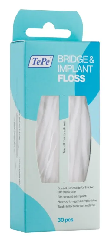 Ata dentara pentru implanturi si lucrari Bridge&Implant Floss, 30 bucati, TePe