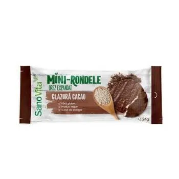 Mini rondele din orez cu cacao, 24g, SanoVita