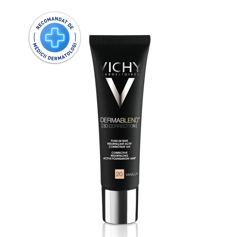 VICHY DERMABLEND 3D FOND DE TEN CORECTOR TEN GRAS CU TENDINTA ACNEICA NUANTA 20 VANILLA