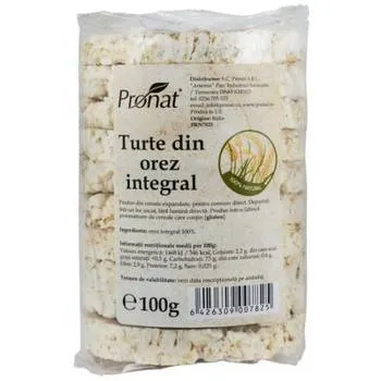 Turte din orez integral, 100g, Pronat