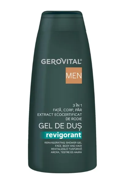 Gel de dus revigorant 3 in 1, 400 ml, Gerovital Men 453