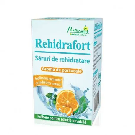 Naturalis Rehidrafort aroma portocale, 10 plicuri x 5 g pulbere pentru solutie buvabila