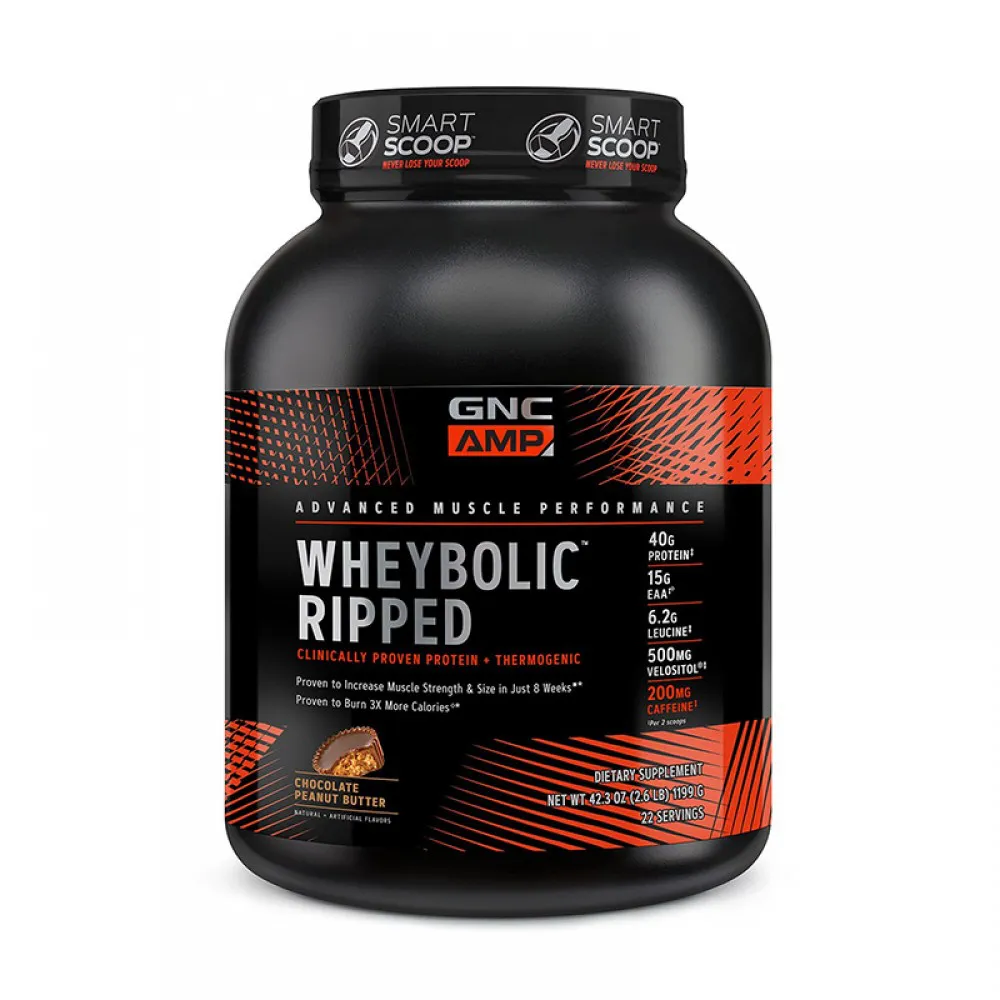 AMP Wheybolic Ripped Proteina cu aroma de ciocolata si unt de arahide (1199 grame), GNC