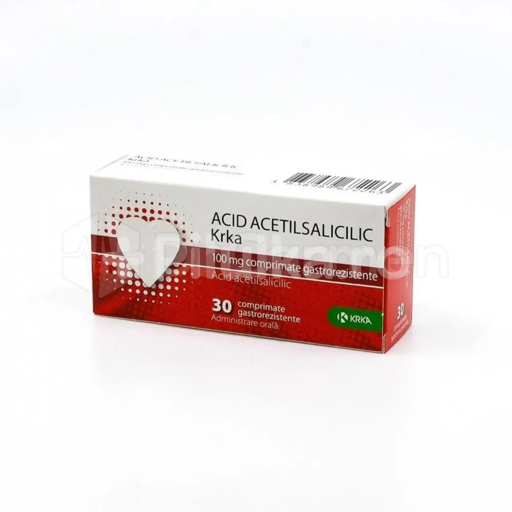 ACID ACETILSALICILIC KRKA 100 mg x 30 COMPR. GASTROREZ. 100mg KRKA, D D , NOVO MES