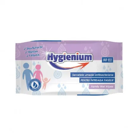 Hygienium servetele antibacteriene intreaga familie, 50 bucati