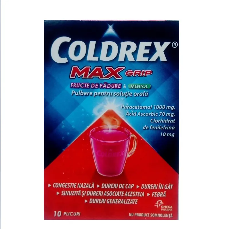 Coldrex  Maxgrip cu Fructe de padure si Mentol 10 plicuri