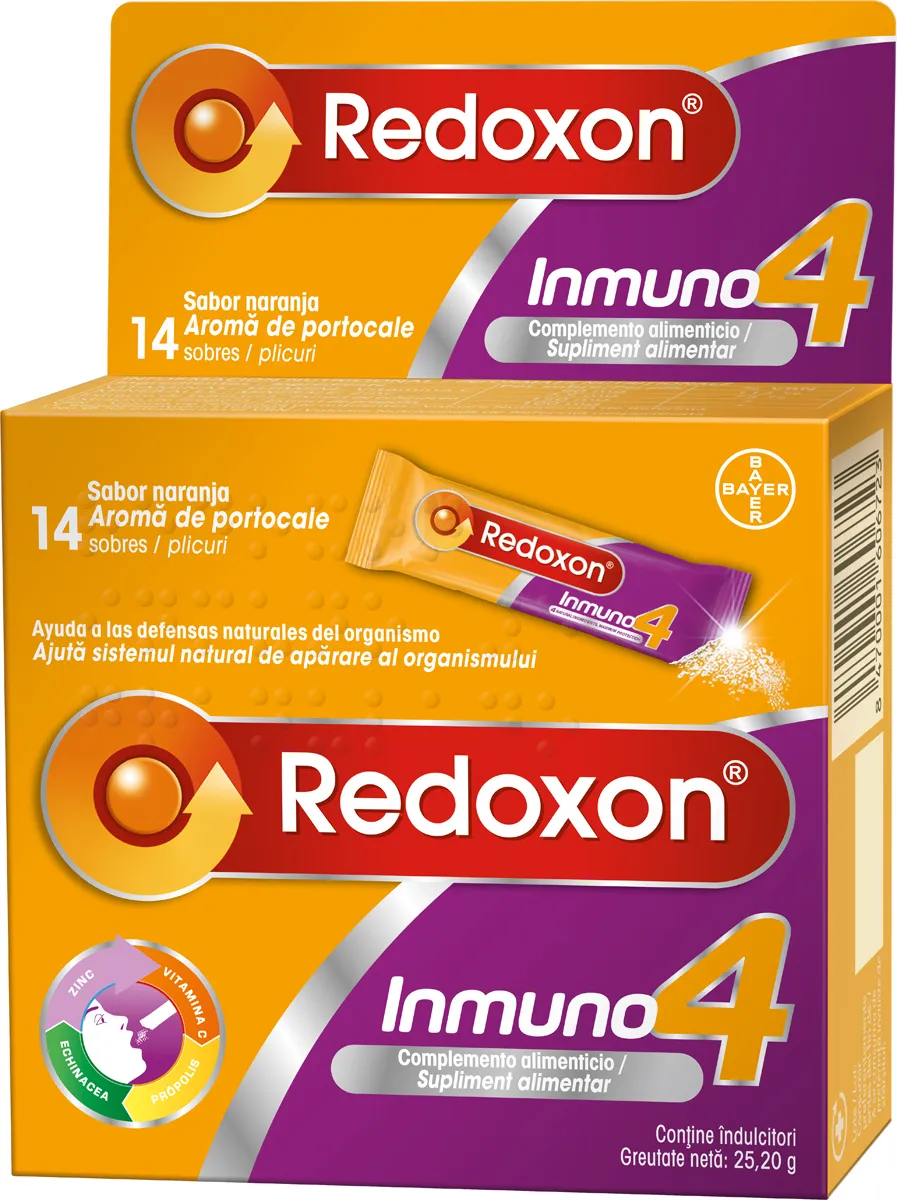Redoxon Inmuno4 cu aroma de portocale 14 plicuri