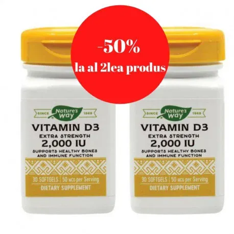 Secom Vitamina D3 2000ui x 30 capsule moi (1+50% reducere)