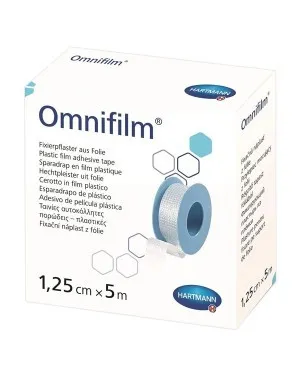 HARTMANN Omnifilm Plasture hipoalergen pe suport de folie transparenta poroasa, 1.25 cm x 5 m