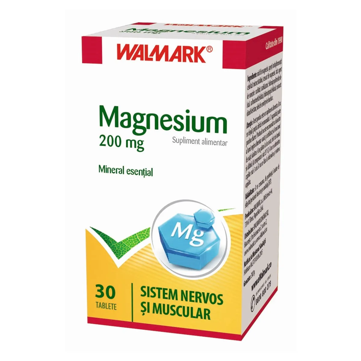 Magneziu 200 mg, 30 tablete ,  Walmark