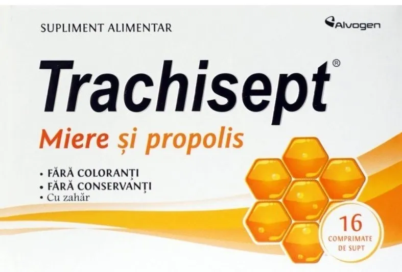 Trachisept miere si propolis, 16 comprimate, Labormed