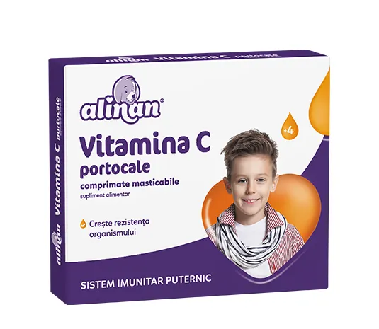 Vitamina C cu aromă de portocale pentru copii Alinan, 20 comprimate, Fiterman