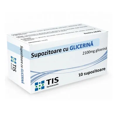 Supozitoare cu glicerina pentru adulți, 10 bucăți, Tis Farmaceutic