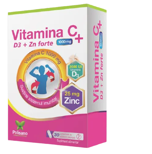 Vitamina C 1000mg + D3 + Zn forte x 30 comprimate