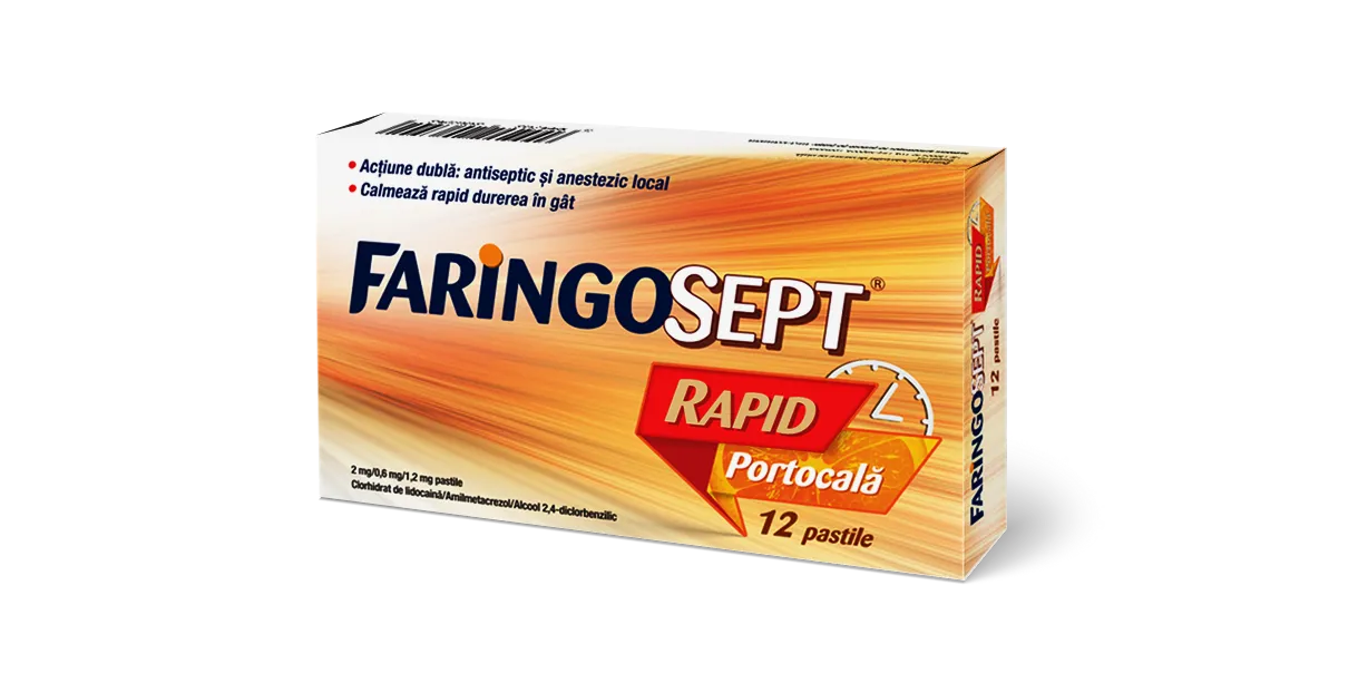 Faringosept Rapid Portocala 12 pastile