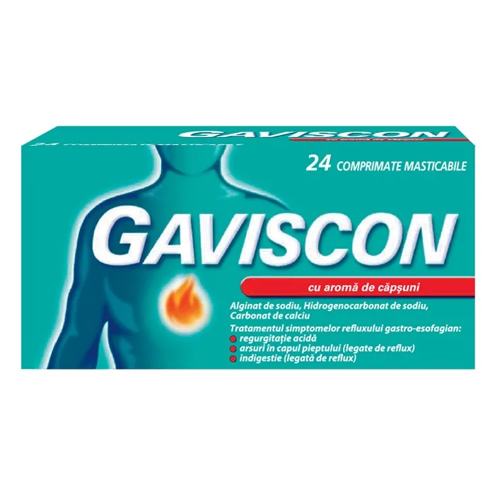 Gaviscon cu aroma capsuni x 24 comprimate masticabile