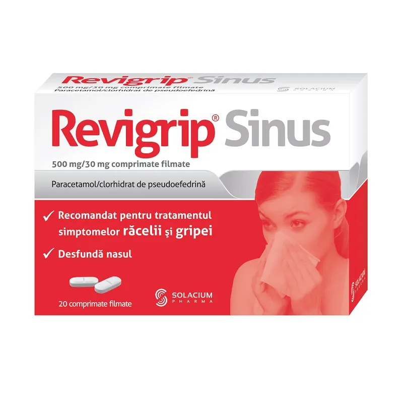 Revigrip sinus 500mg/30mg x 20 comprimate